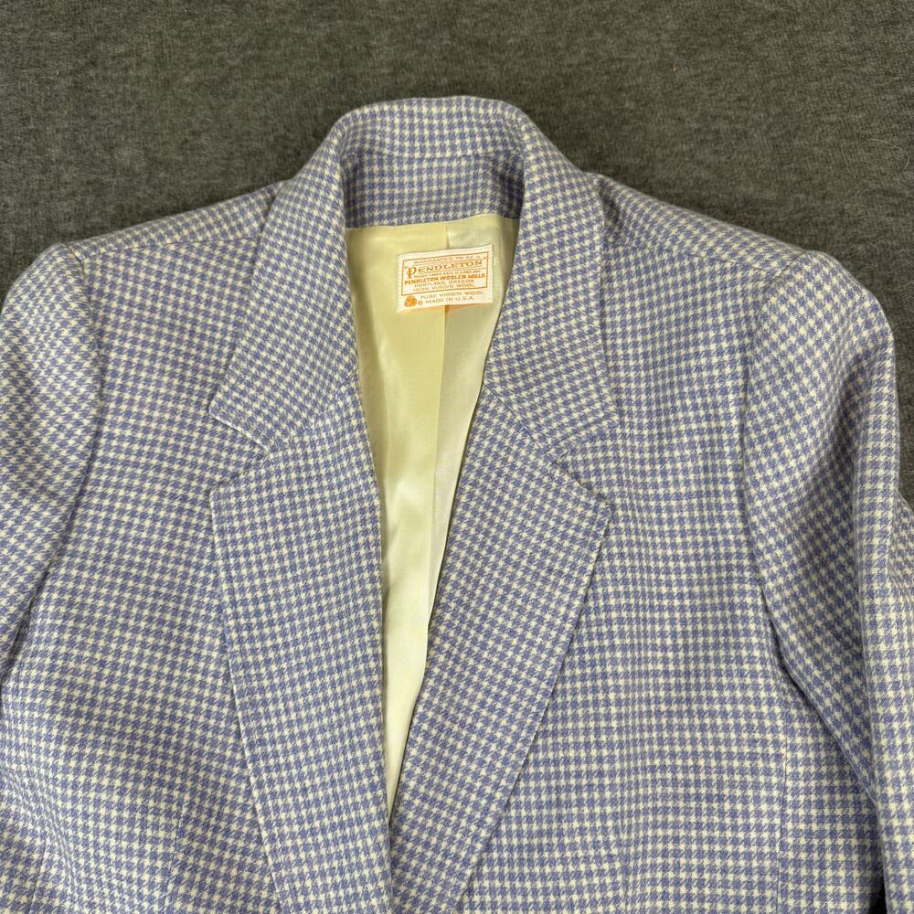 VTG Pendleton Pure Wool Plaid Blazer Single Button Jacket Shoulder Pads Sz Small - Picture 4 of 11